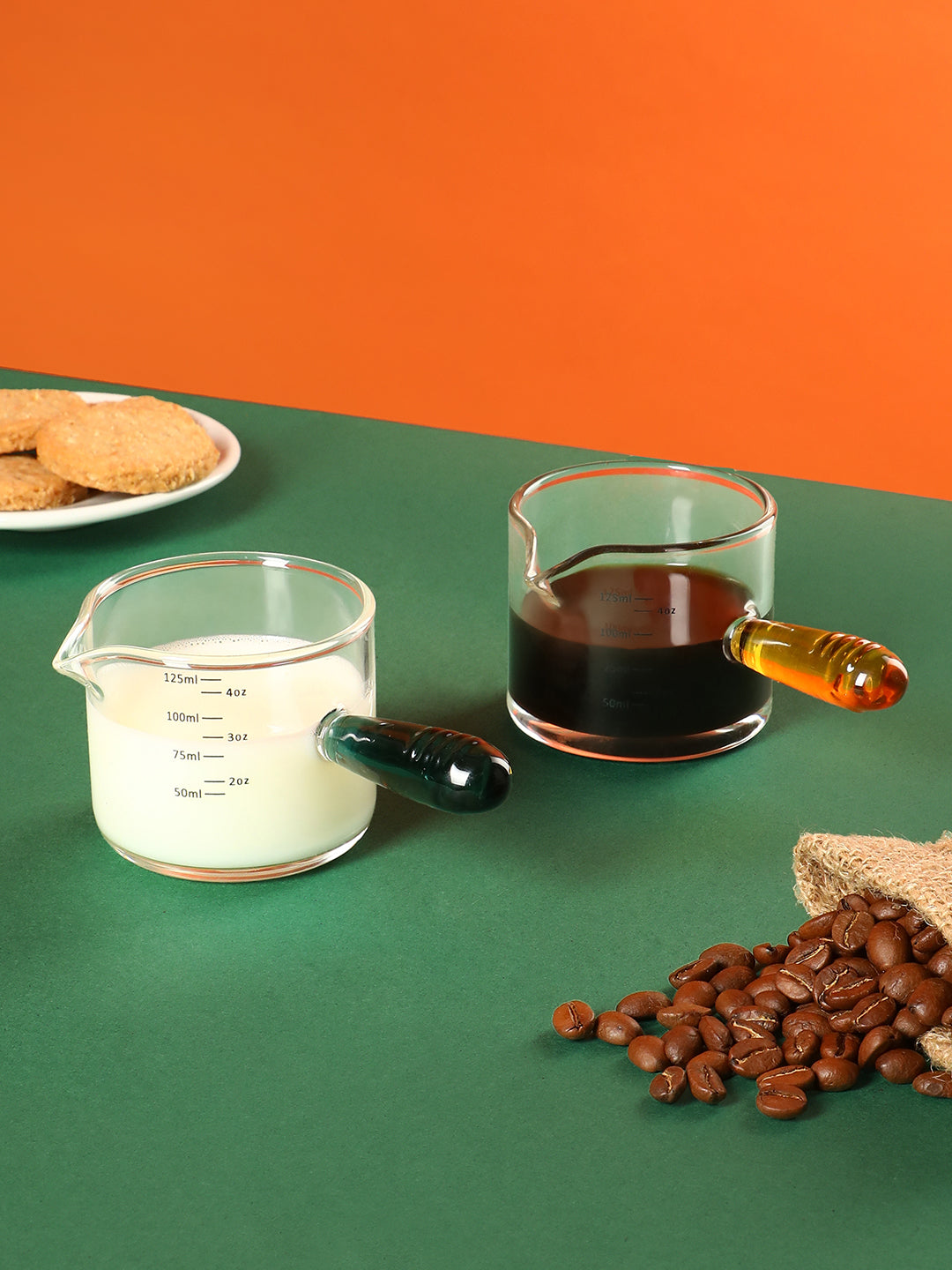 "SPECTRUM POURER" Milk/Espresso Cup with orange glass handle