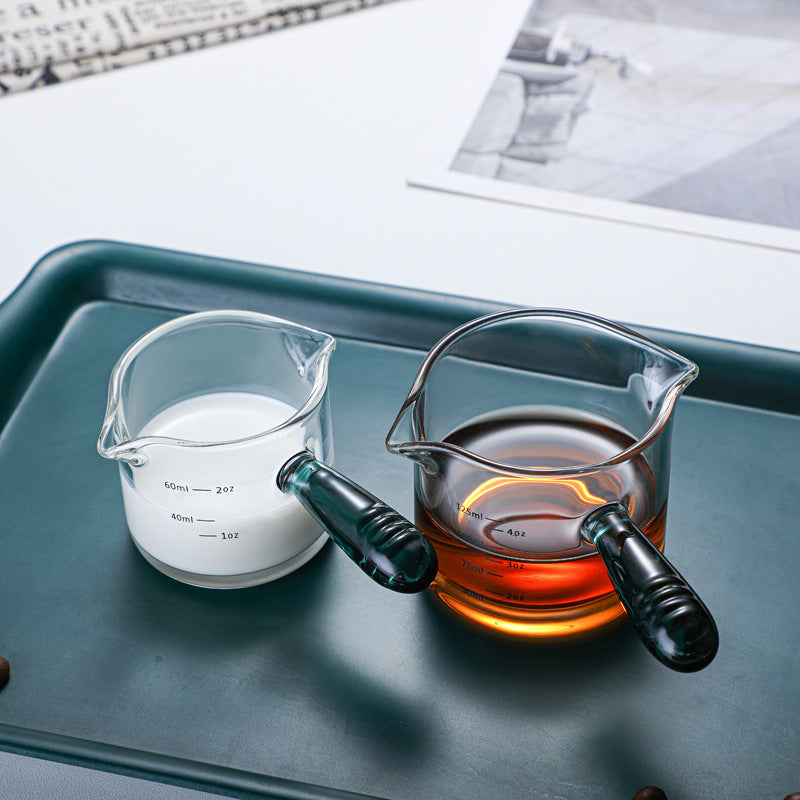 "SPECTRUM POURER" Milk/Espresso Cup with green glass handle