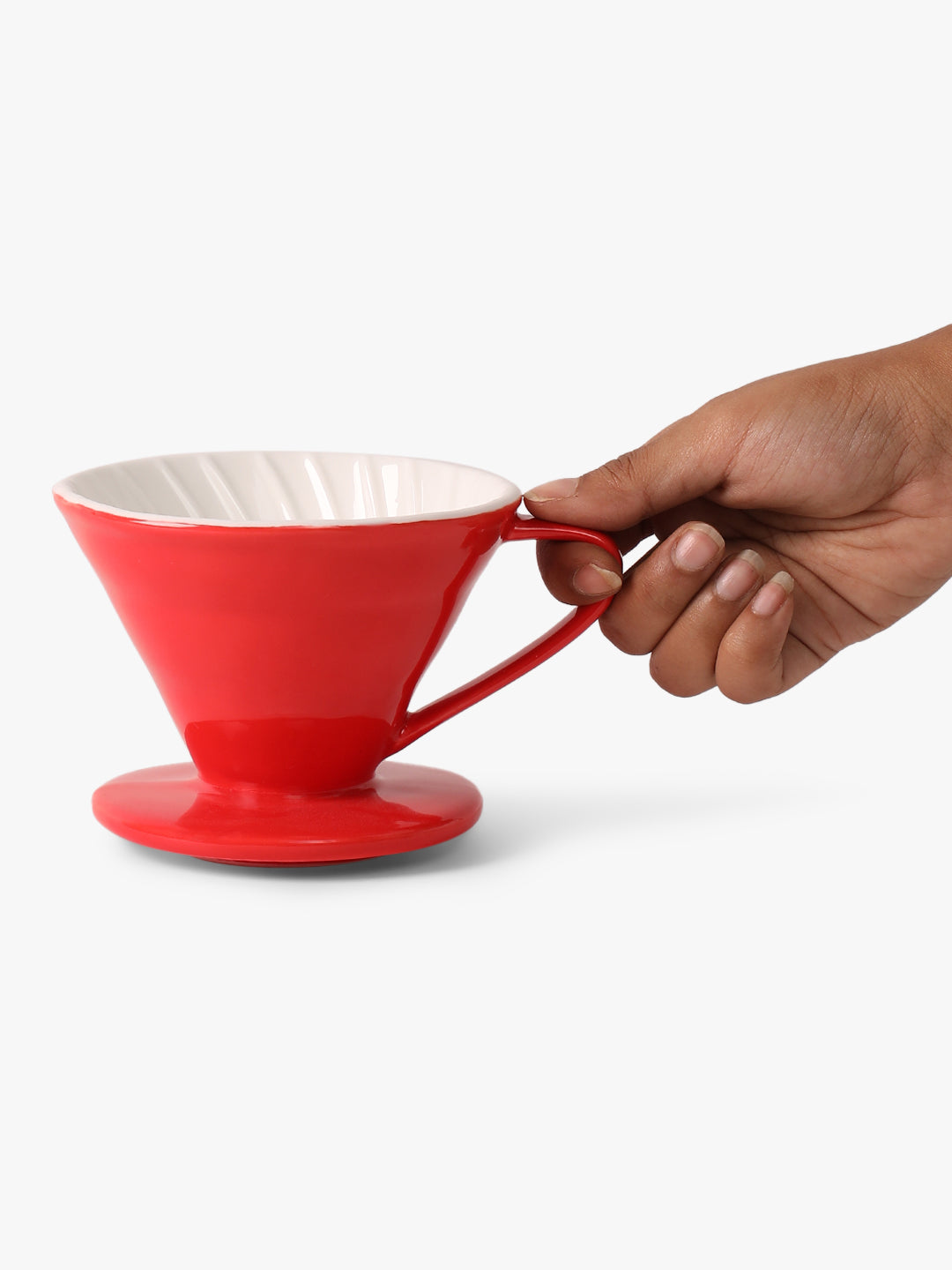 "THE BARISTA CUP" Ceramic V60 Coffee Dripper Cup - Red
