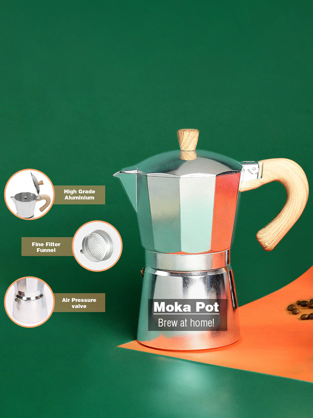 Pour Demitasse Moka Pot (300 ML) Silver - Main Image